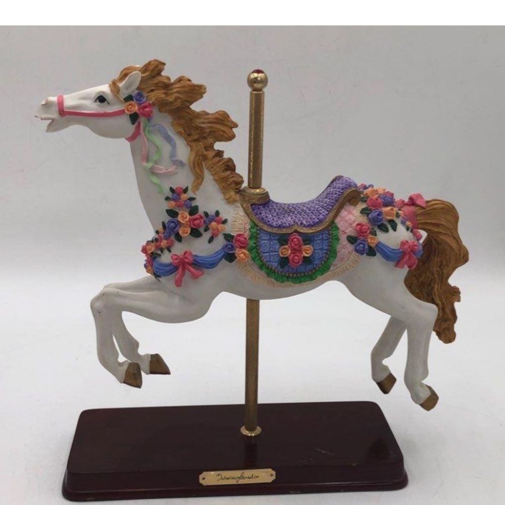 HERCO Gifts Professional Carousel Horse with wooden base signed Roberto Leonardo